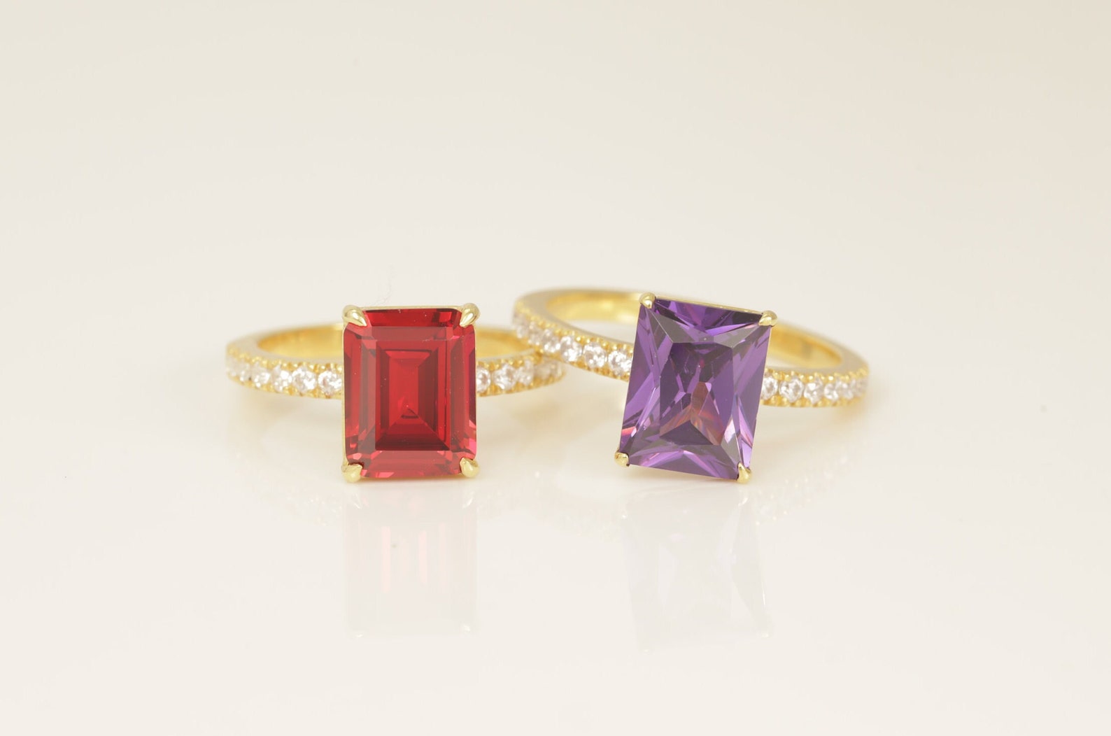 Four Prongs Amethyst Engagement Ring, Gemstones Wedding Ring, Birthstone Ring, Bridal Promise Ring, Anniversary Ring